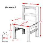 Maßangaben für Kinderstuhl aus massivem Buchenholz in Natur, stabiler Holzstuhl für Kinder mit zeitlosem Design