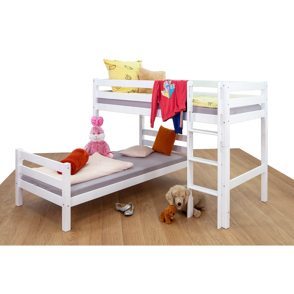 Massivholz Kinder und Jugend-Etagenbett Luca von KEHO in weiß