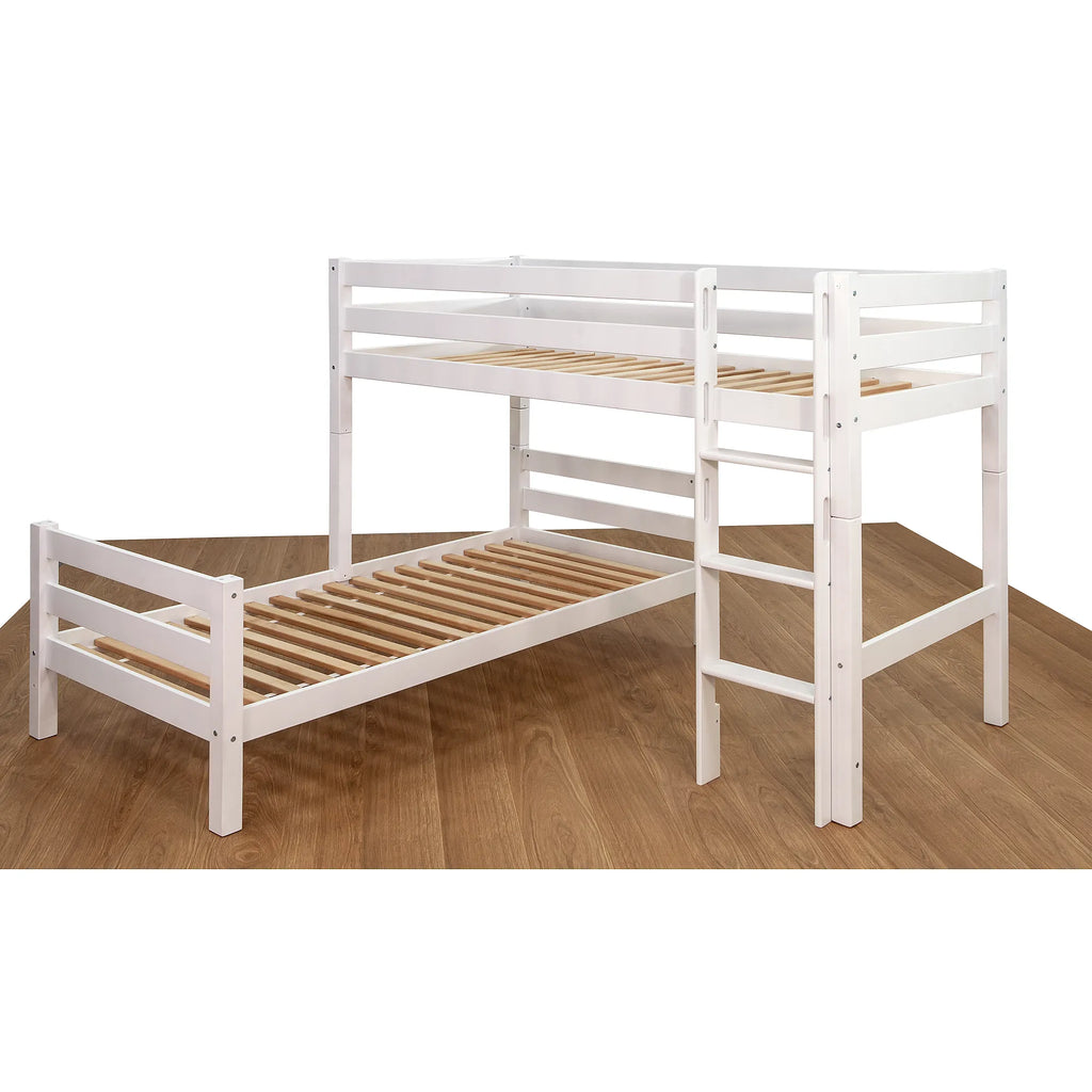 Massivholz Kinder und Jugend-Etagenbett Luca von KEHO in weiß ohne unbedeckt