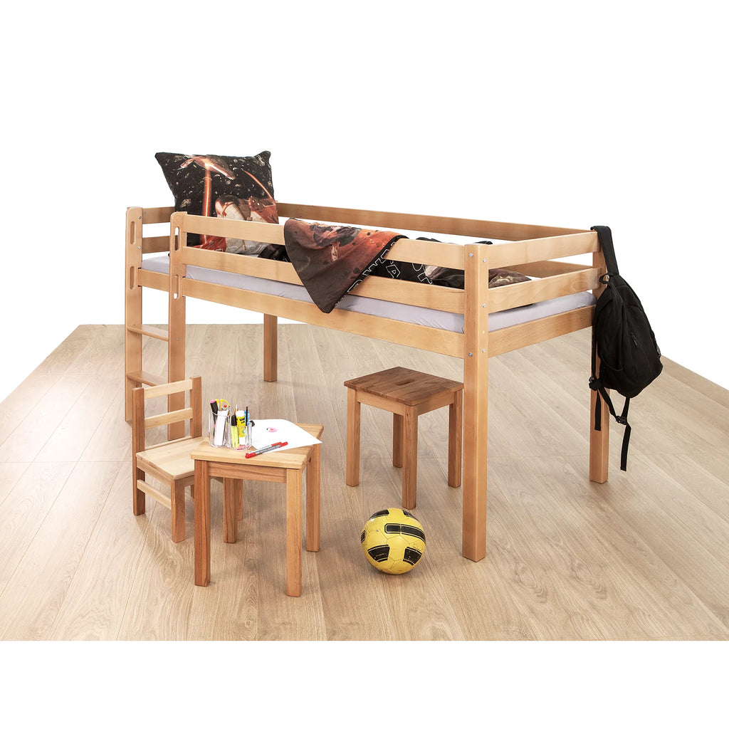 Halbhohes Hochbett Kinder Toni Buche Massivholz